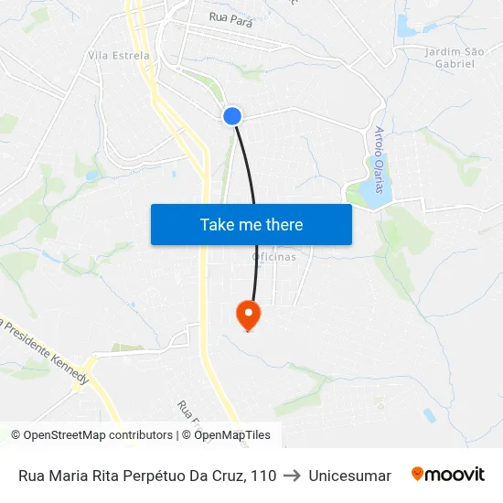 Rua Maria Rita Perpétuo Da Cruz, 110 to Unicesumar map