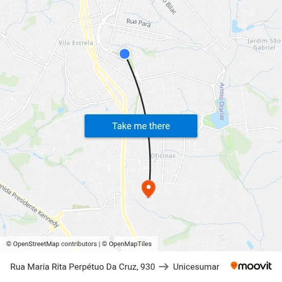 Rua Maria Rita Perpétuo Da Cruz, 930 to Unicesumar map