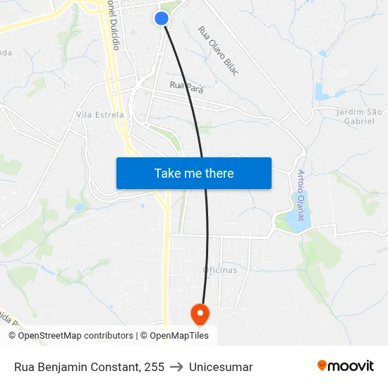 Rua Benjamin Constant, 255 to Unicesumar map