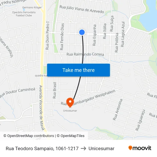 Rua Teodoro Sampaio, 1061-1217 to Unicesumar map