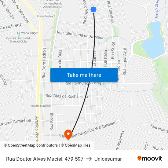 Rua Doutor Alves Maciel, 479-597 to Unicesumar map