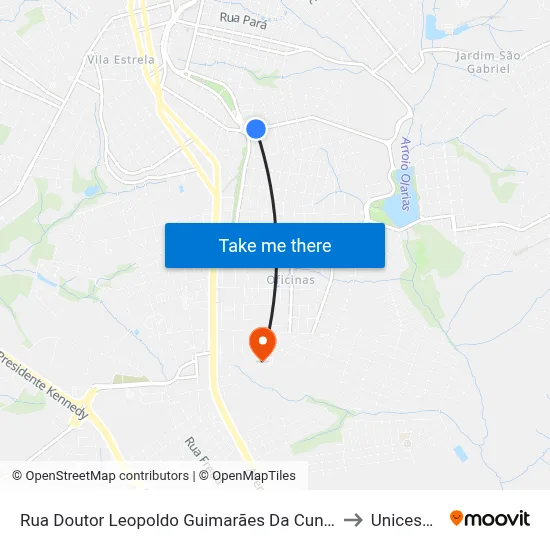 Rua Doutor Leopoldo Guimarães Da Cunha, 881-1015 to Unicesumar map