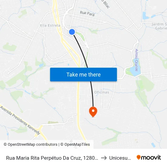 Rua Maria Rita Perpétuo Da Cruz, 1280-1478 to Unicesumar map