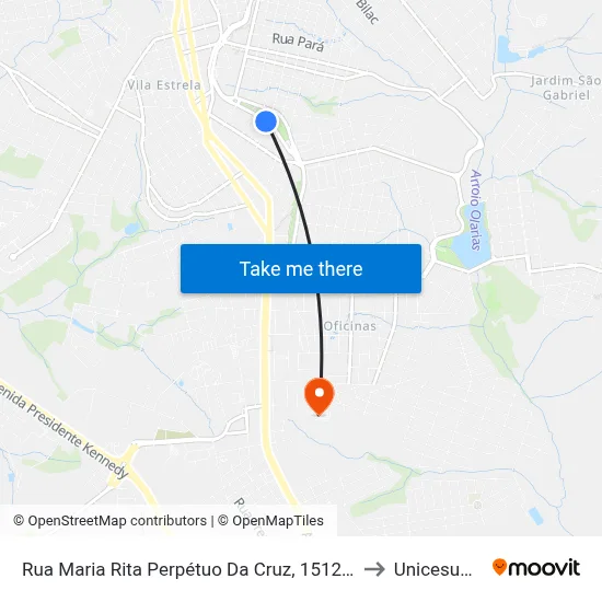 Rua Maria Rita Perpétuo Da Cruz, 1512-1588 to Unicesumar map