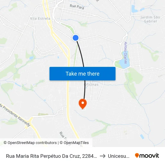 Rua Maria Rita Perpétuo Da Cruz, 2284-2346 to Unicesumar map