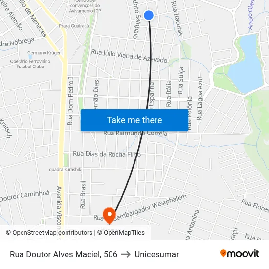 Rua Doutor Alves Maciel, 506 to Unicesumar map