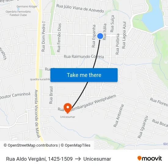 Rua Aldo Vergâní, 1425-1509 to Unicesumar map