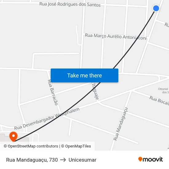 Rua Mandaguaçu, 730 to Unicesumar map