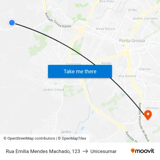Rua Emília Mendes Machado, 123 to Unicesumar map