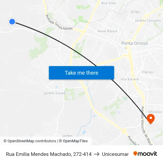 Rua Emília Mendes Machado, 272-414 to Unicesumar map