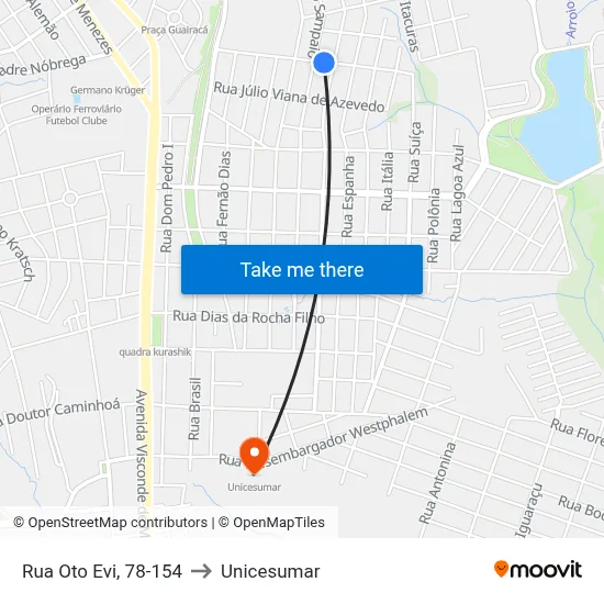 Rua Oto Evi, 78-154 to Unicesumar map