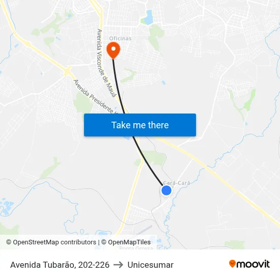 Avenida Tubarão, 202-226 to Unicesumar map
