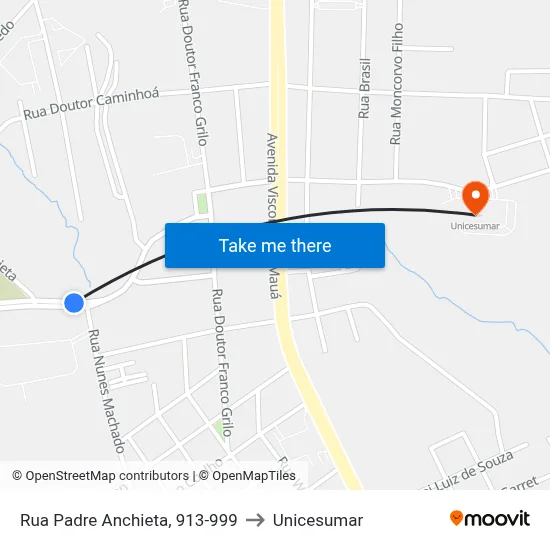 Rua Padre Anchieta, 913-999 to Unicesumar map