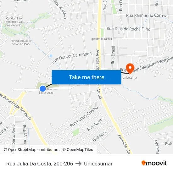 Rua Júlia Da Costa, 200-206 to Unicesumar map
