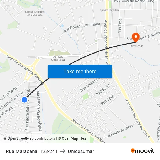 Rua Maracanã, 123-241 to Unicesumar map