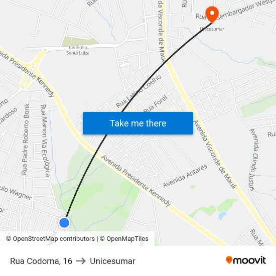Rua Codorna, 16 to Unicesumar map
