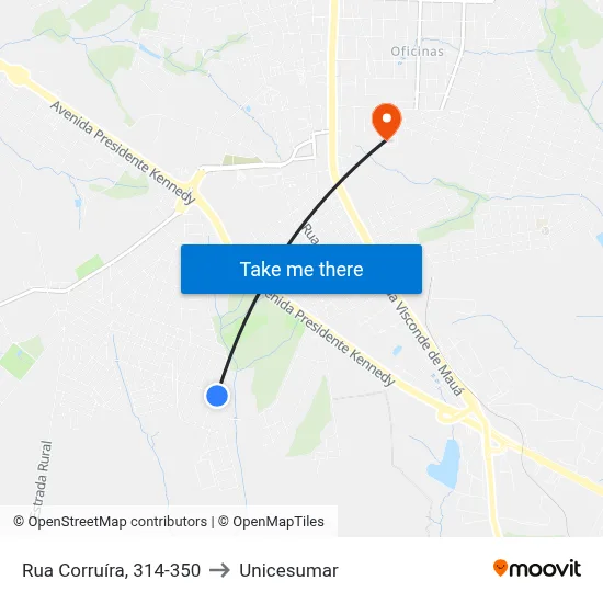 Rua Corruíra, 314-350 to Unicesumar map