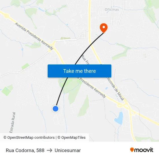 Rua Codorna, 588 to Unicesumar map
