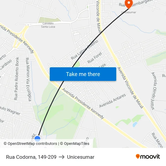 Rua Codorna, 149-209 to Unicesumar map