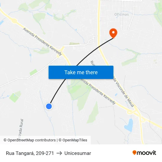 Rua Tangará, 209-271 to Unicesumar map