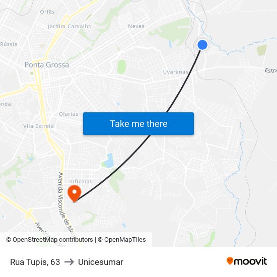 Rua Tupis, 63 to Unicesumar map