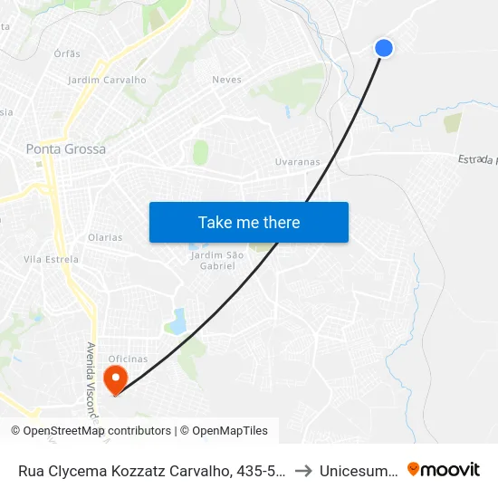 Rua Clycema Kozzatz Carvalho, 435-597 to Unicesumar map