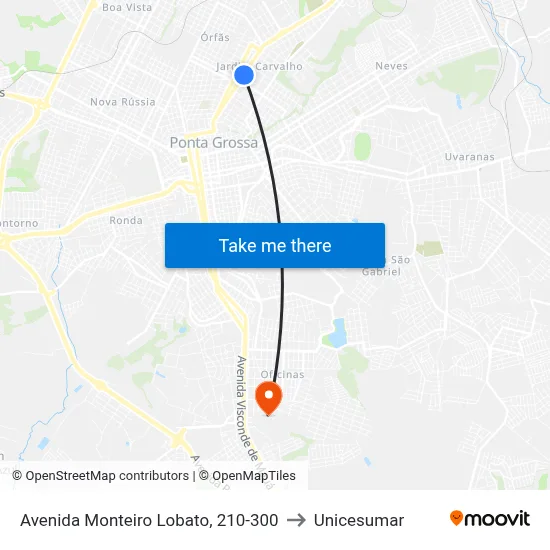 Avenida Monteiro Lobato, 210-300 to Unicesumar map