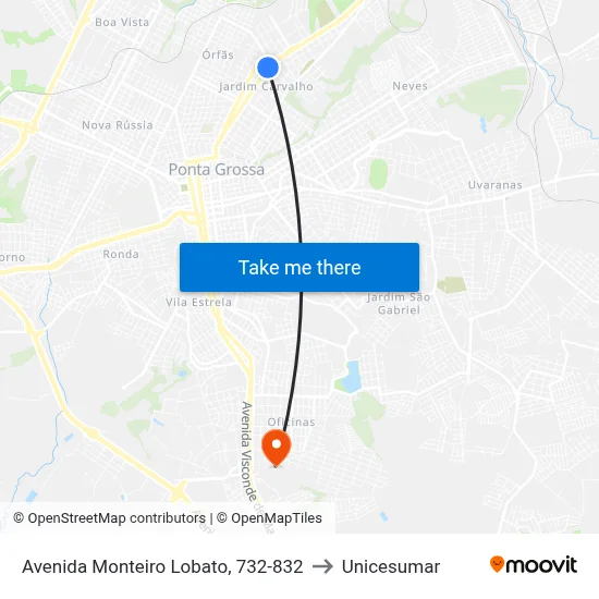 Avenida Monteiro Lobato, 732-832 to Unicesumar map