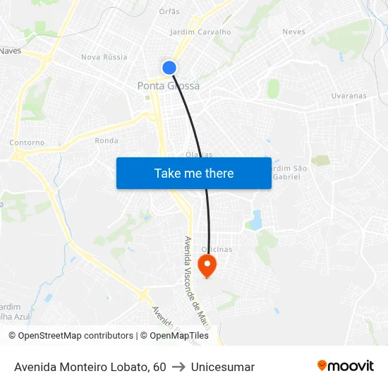 Avenida Monteiro Lobato, 60 to Unicesumar map