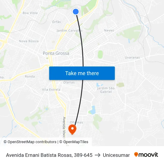 Avenida Ernani Batísta Rosas, 389-645 to Unicesumar map