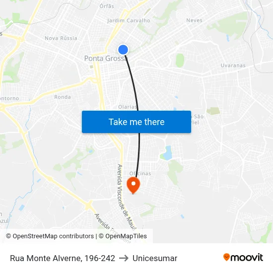 Rua Monte Alverne, 196-242 to Unicesumar map