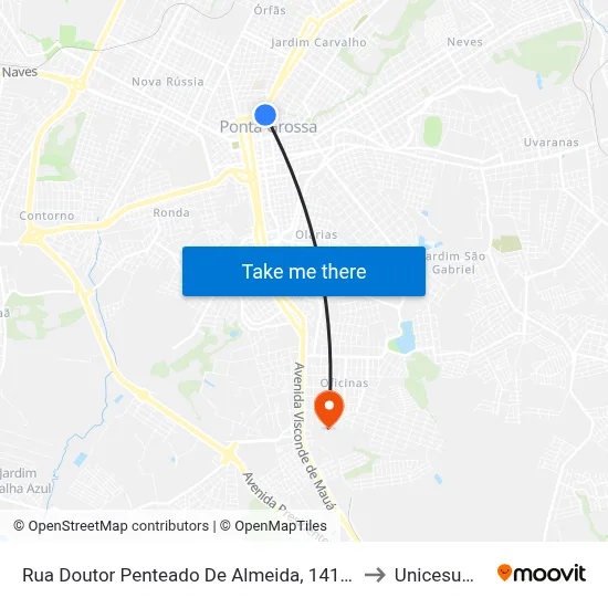 Rua Doutor Penteado De Almeida, 141-223 to Unicesumar map