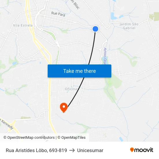 Rua Aristídes Lôbo, 693-819 to Unicesumar map