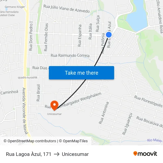 Rua Lagoa Àzul, 171 to Unicesumar map