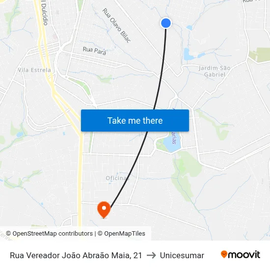 Rua Vereador João Abraão Maia, 21 to Unicesumar map