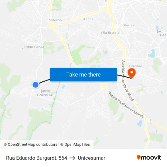 Rua Eduardo Burgardt, 564 to Unicesumar map