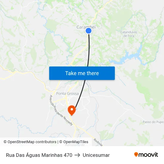 Rua Das Águas Marinhas 470 to Unicesumar map