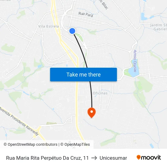 Rua Maria Rita Perpétuo Da Cruz, 11 to Unicesumar map