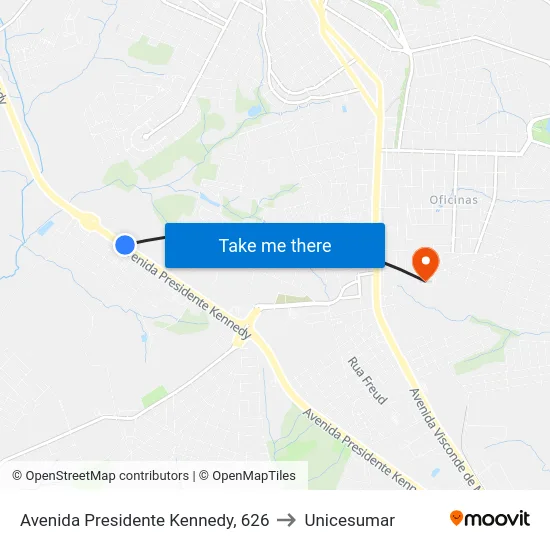 Avenida Presidente Kennedy, 626 to Unicesumar map