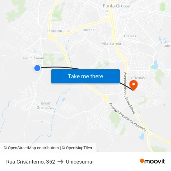 Rua Crisântemo, 352 to Unicesumar map