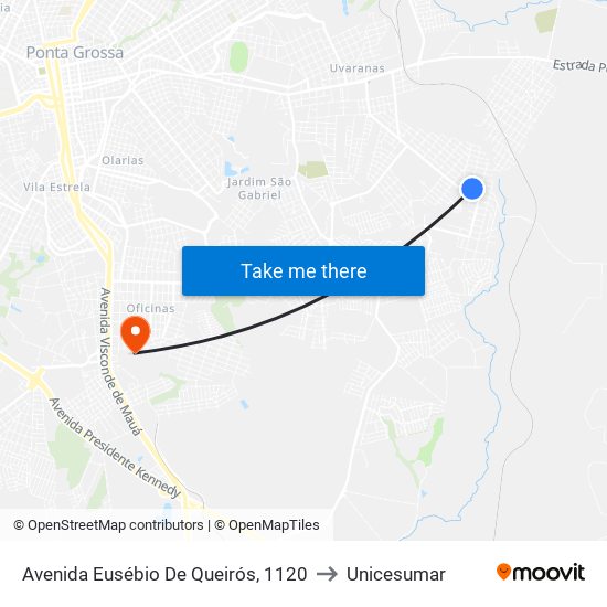 Avenida Eusébio De Queirós, 1120 to Unicesumar map