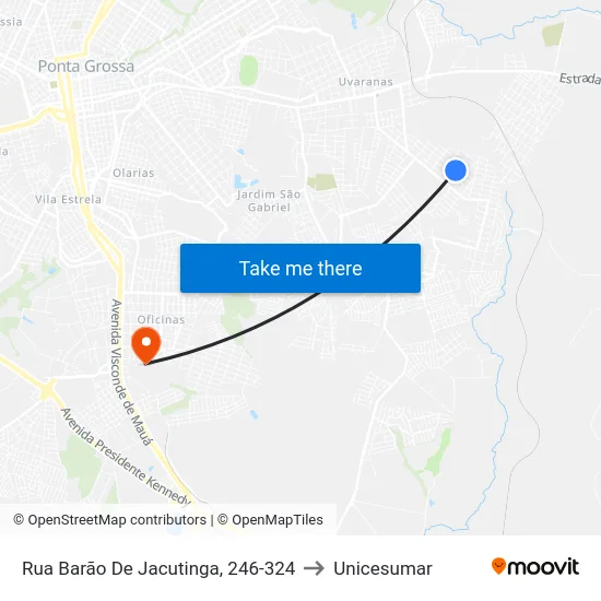 Rua Barão De Jacutinga, 246-324 to Unicesumar map