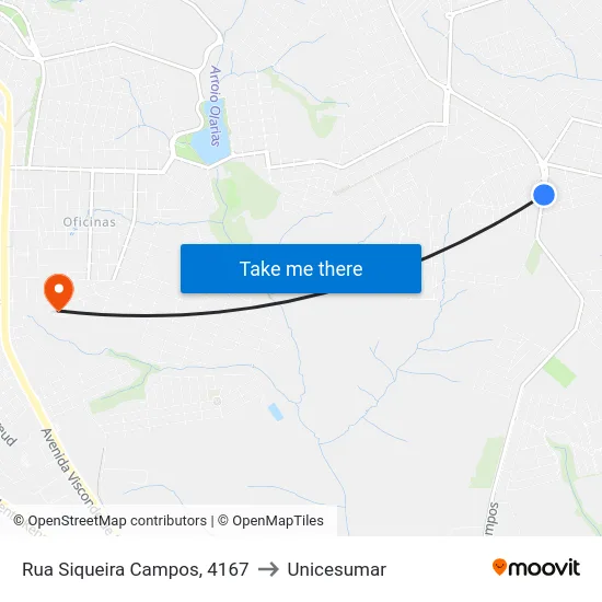 Rua Siqueira Campos, 4167 to Unicesumar map