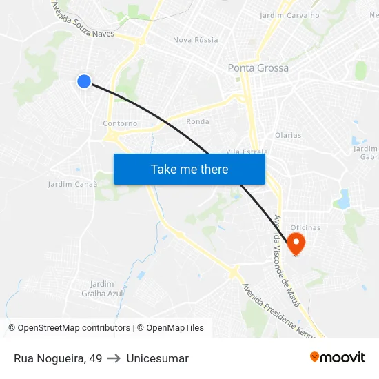 Rua Nogueira, 49 to Unicesumar map