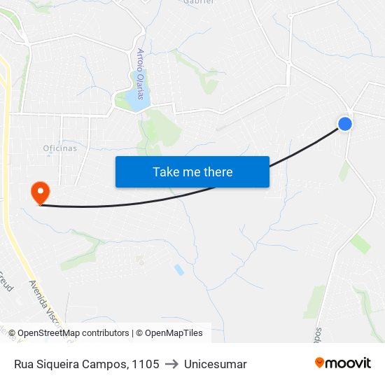 Rua Siqueira Campos, 1105 to Unicesumar map