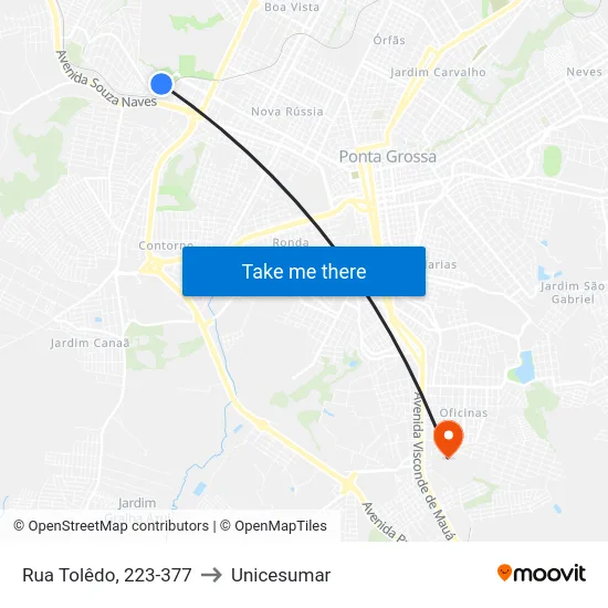 Rua Tolêdo, 223-377 to Unicesumar map