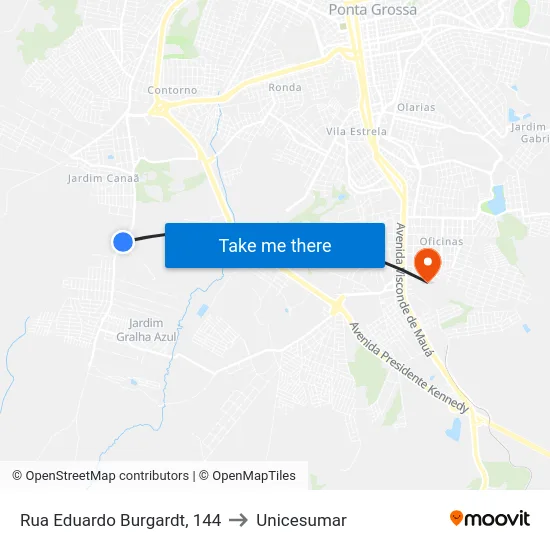 Rua Eduardo Burgardt, 144 to Unicesumar map
