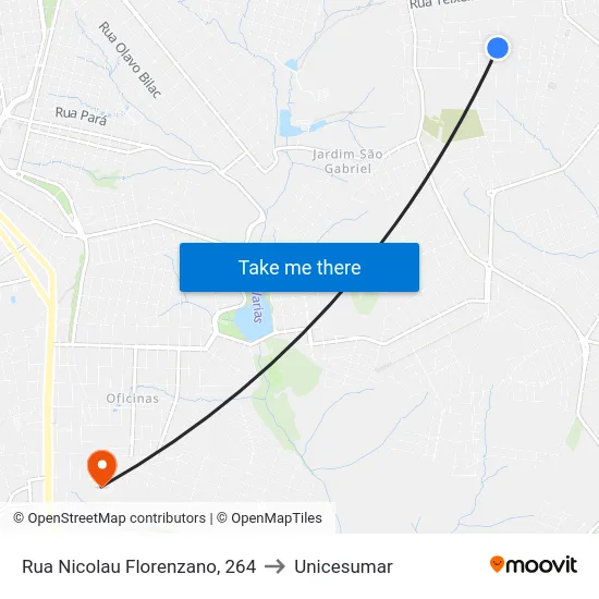 Rua Nicolau Florenzano, 264 to Unicesumar map