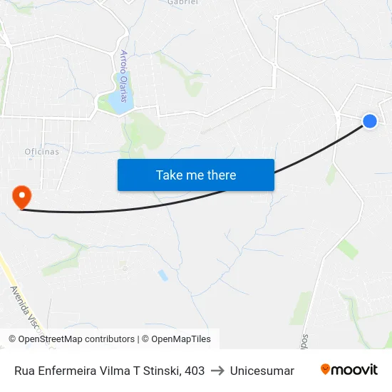 Rua Enfermeira Vilma T Stinski, 403 to Unicesumar map