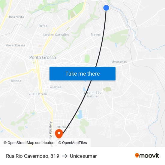 Rua Rio Cavernoso, 819 to Unicesumar map